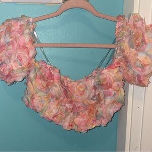 Main Strip Pastel Floral Women's cropped Blouse